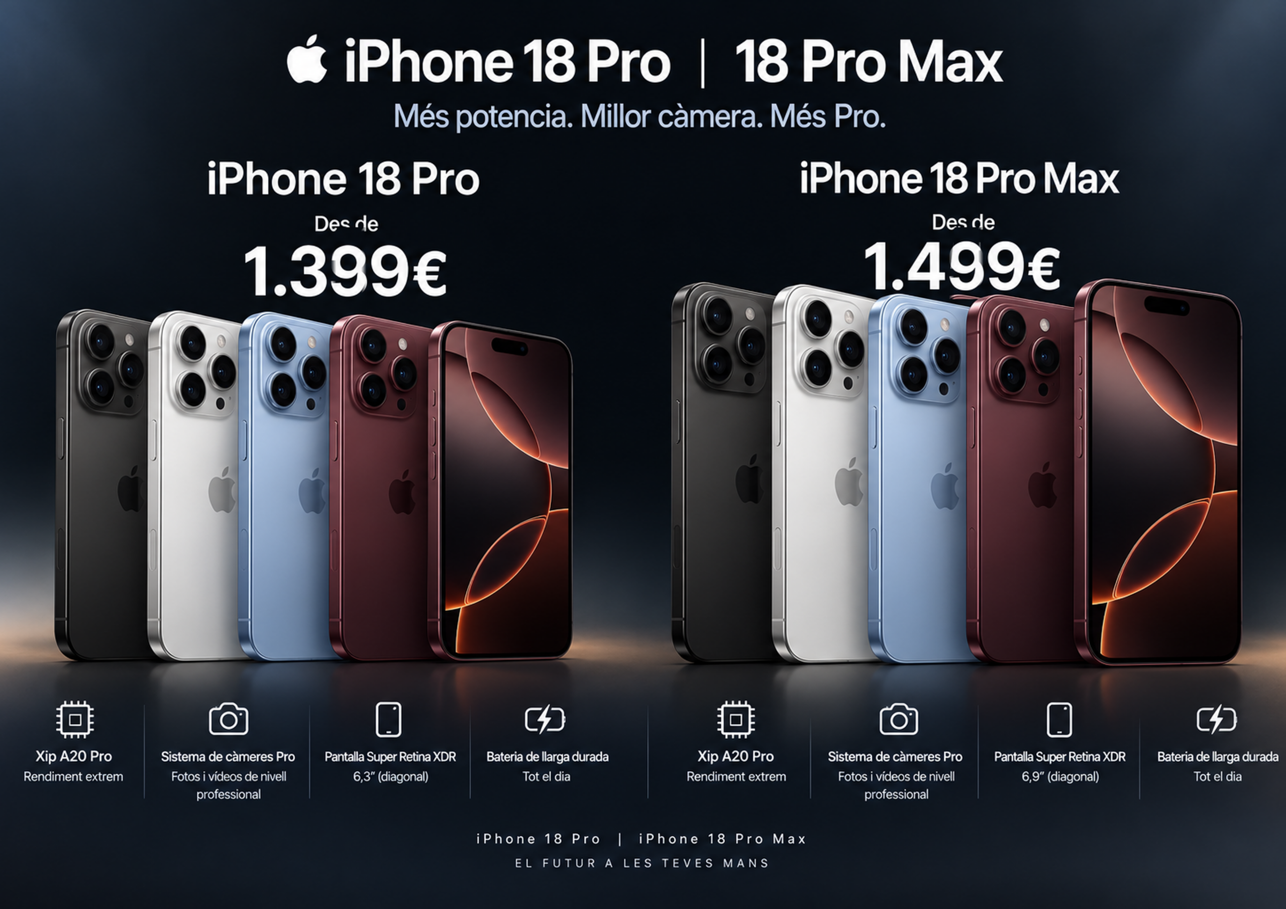 iPhone 18 Pro des de 1.399 € i iPhone 18 Pro Max des de 1.499 € a Totmobile Andorra